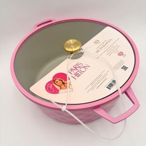 Paris Hilton 10 Qt Cast Aluminum Dutch Oven Pink Diamond Quilted Enamel